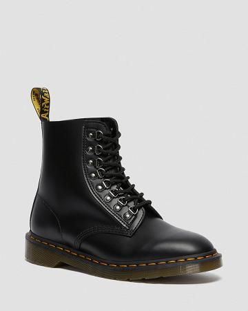 Black Men's Dr Martens 1460 Pascal Verso Smooth Leather Lace Up Boots | CA 528TCE